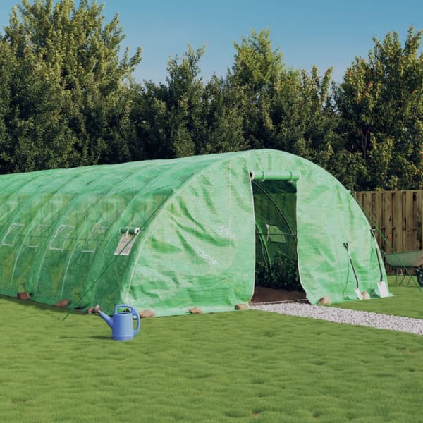 Växthus med stålram grön 90 m² 18x5x2,3 m
