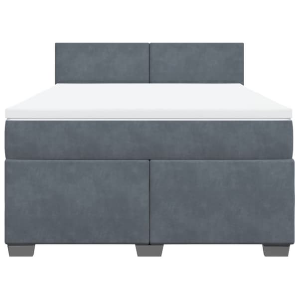 Ramsäng med madrass mörkgrå 160x200 cm sammet