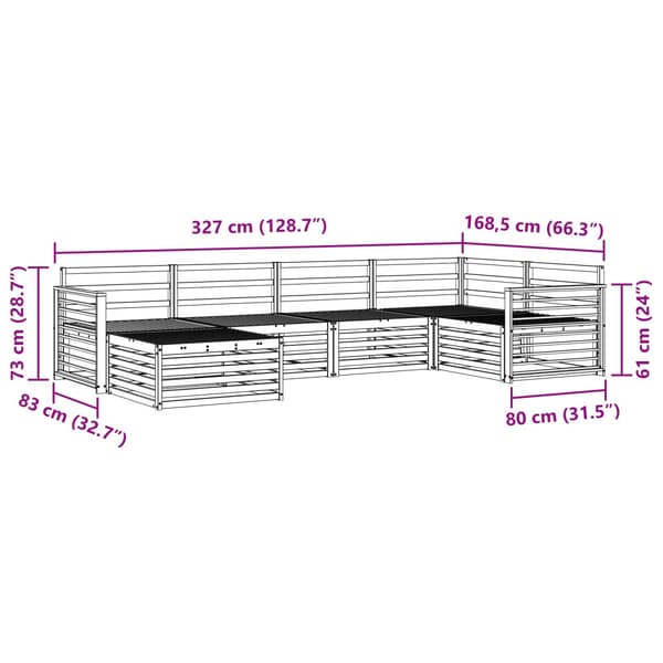 Utomhussoffset 6 pcs Naturfärg