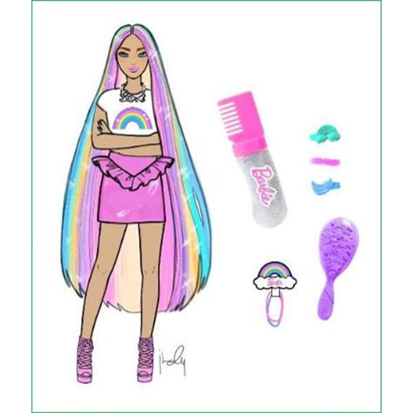 Barbie Regnbåge Glitterslott Hårlek Docka