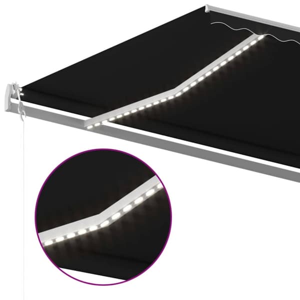 Automatisk markis med vindsensor & LED 500x350 cm antracit