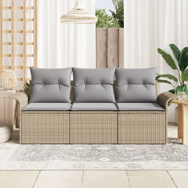 Soffset med kudde 3 pcs Beige och Grå konstrotting