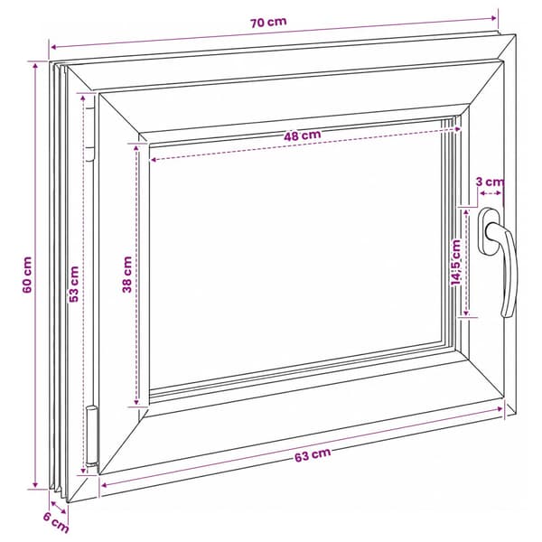Källarfönster RISOR 70 x 60 cm PVC och glas