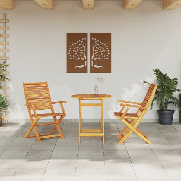 Fällbart bistroset 3 pcs Brun Massivt Akaciaträ