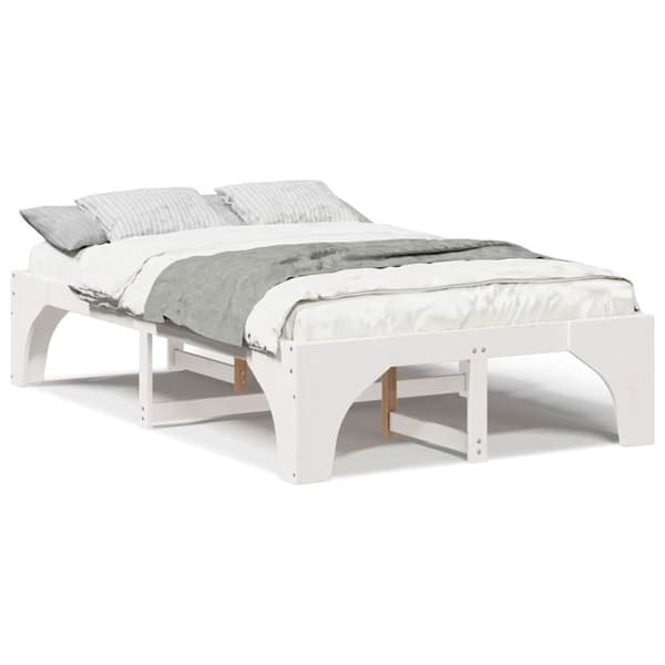 Sängram Vit 135 x 190 cm Massiv furu