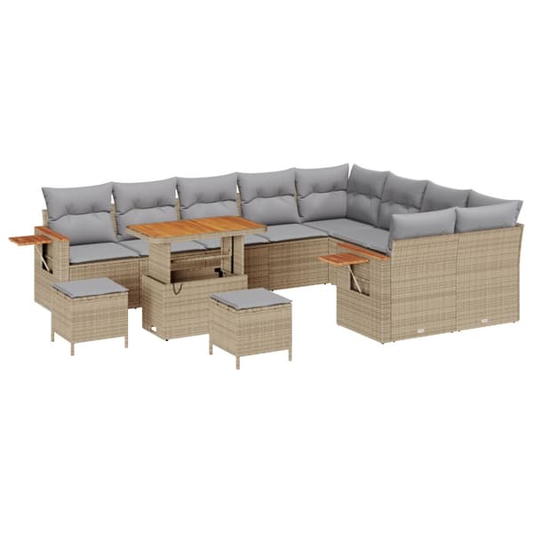 Trädgårdsoffset med kudde 12 pcs Beige och Ljusgrå