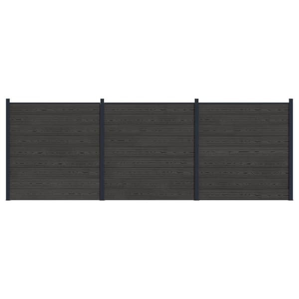 Stängselpanel 3 pcs WPC och aluminium Svart