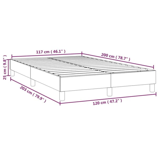 Boxspring-sängram gräddvit 120x200 cm tyg