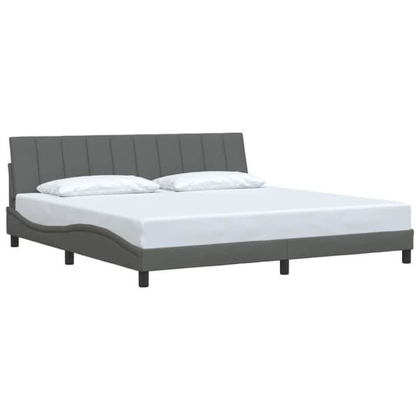 Bed Frame without Mattress "Hanko" Dark Grey 200x200 cm Fabric
