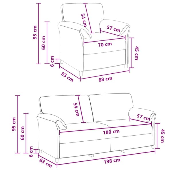 Soffset 2 st Rosa Sammet