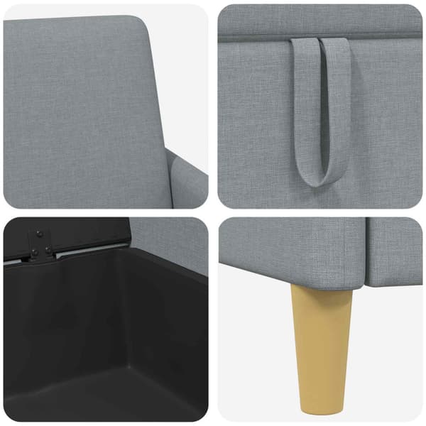 Soffa med förvaring Ljusgrå 152 x 78 x 87 cm Polyester