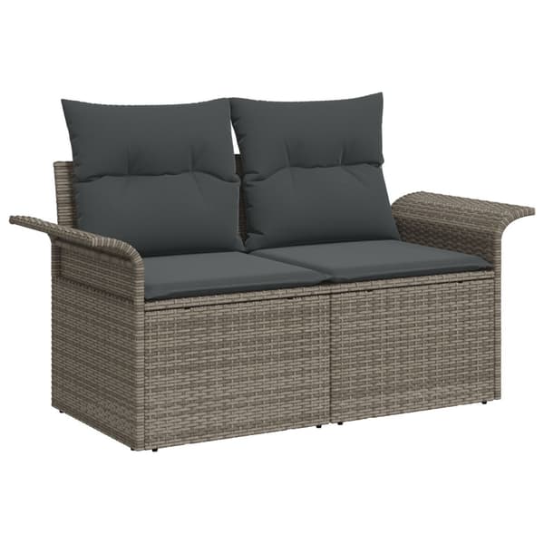 Trädgårdsoffset med kudde 9 pcs Grå konstrotting