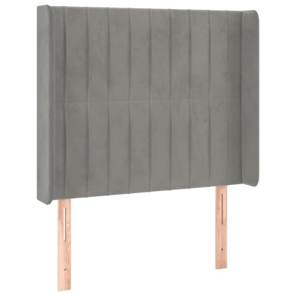Ramsäng med madrass & LED ljusgrå 80x200 cm sammet