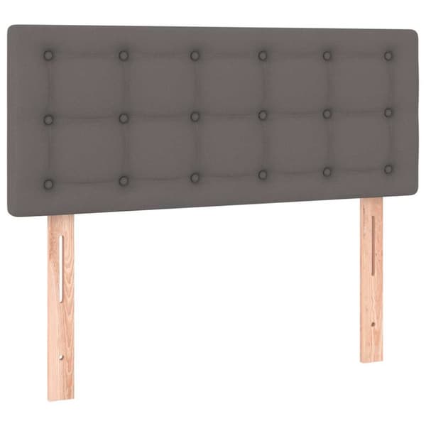 Ramsäng med madrass grå 80x200 cm konstläder