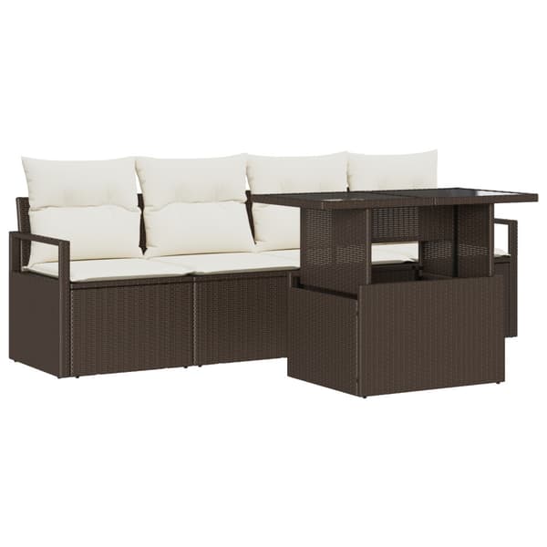 Trädgårdsoffset med lagring 5 pcs Brun Poly rattan