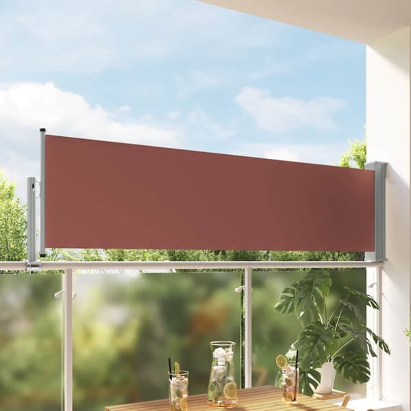 Infällbar sidomarkis 80x300 cm brun