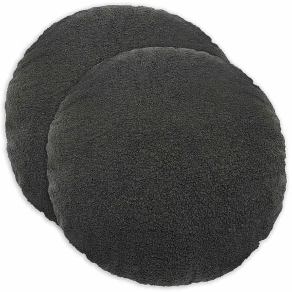 Kuddöverdrag 2 st HEERLEN Mörkgrå Ø 40 cm Bouclé