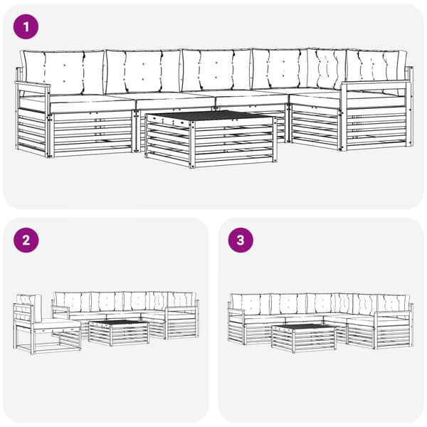 Utomhussoffset med kudde 6 pcs Vit och antracit Polyester