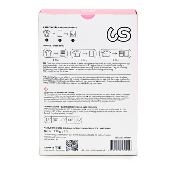 Laundry Sheets - 60 Tvättar Parfymfri