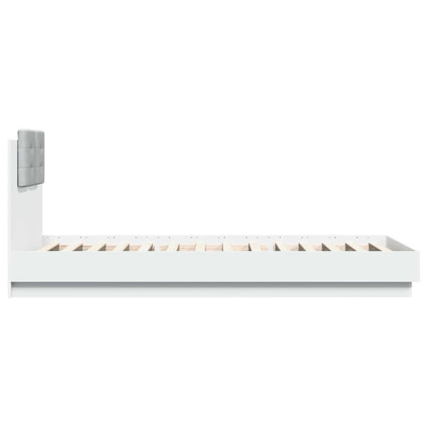 Sängram med LED Vit 80 x 200 cm Konstruerat trä