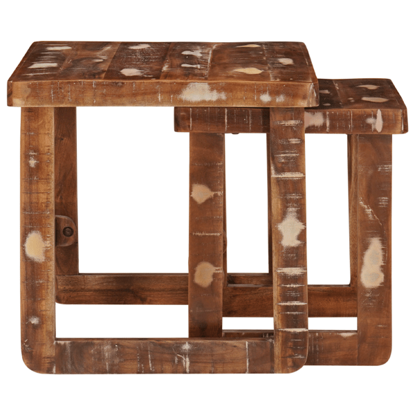 Satsbord 2 pcs Brun 46 x 46 x 45 cm Solid återvunnen trä