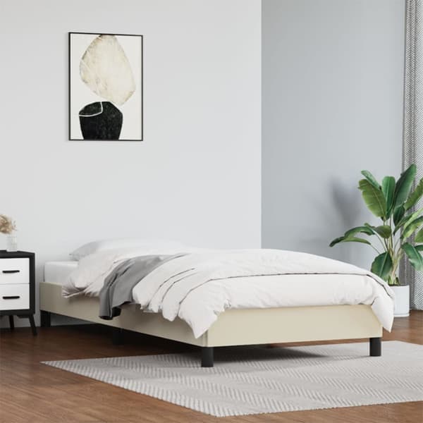 Sängram gräddvit 100x200 cm konstläder