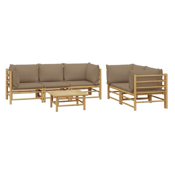 Loungegrupp 6 delar taupe dynor bambu