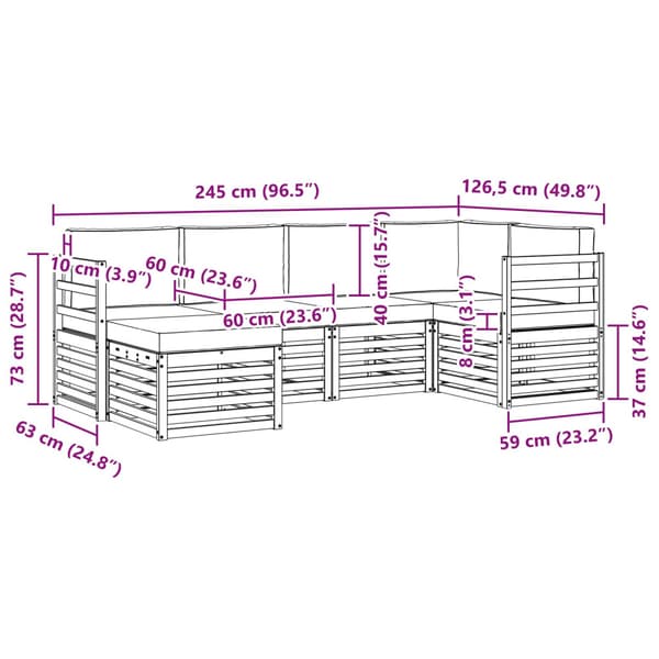 Utomhussoffset 6 pcs Vit och antracit Polyester