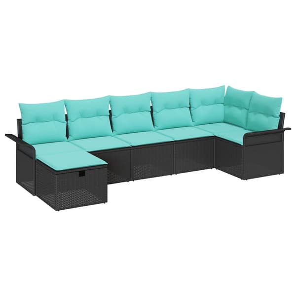 Trädgårdsoffset med kudde med lagring 7 pcs Poly rattan
