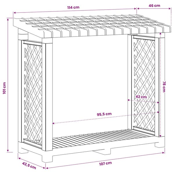 Eldstäder Rack Antracit 114 x 46 x 101 cm PP