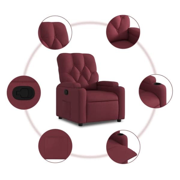 Reclinerfåtölj vinröd tyg
