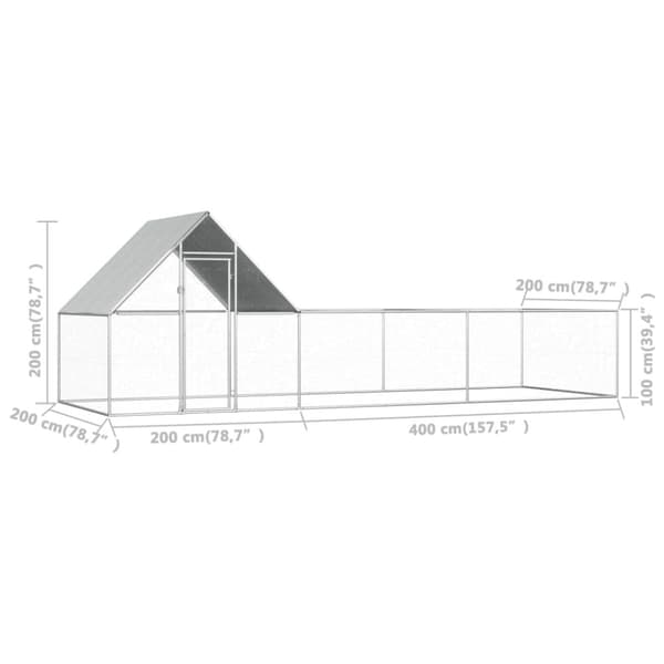 Hönsbur 6x2x2 m galvaniserat stål