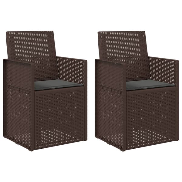 Trädgårdsmatstolar 2 pcs Brun och antracit PP