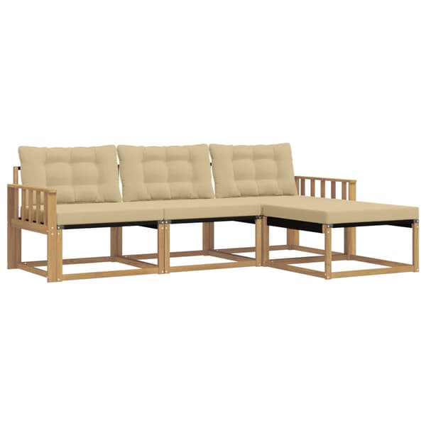 Utomhussoffset med kudde 4 pcs Vit och Beige