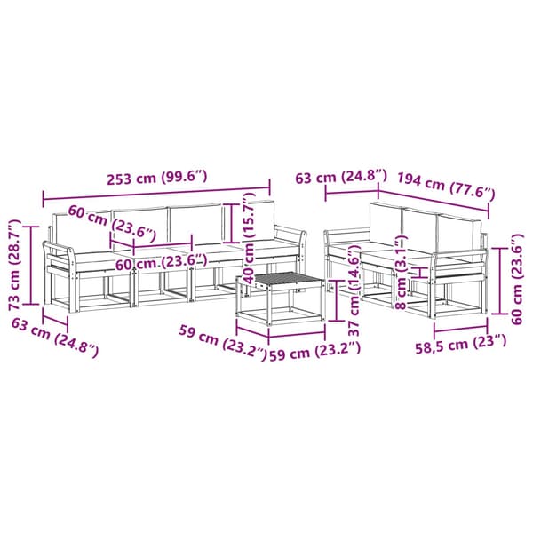 Utomhussoffset 7 pcs