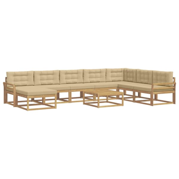 Utomhussoffset 9 pcs Vit och Beige
