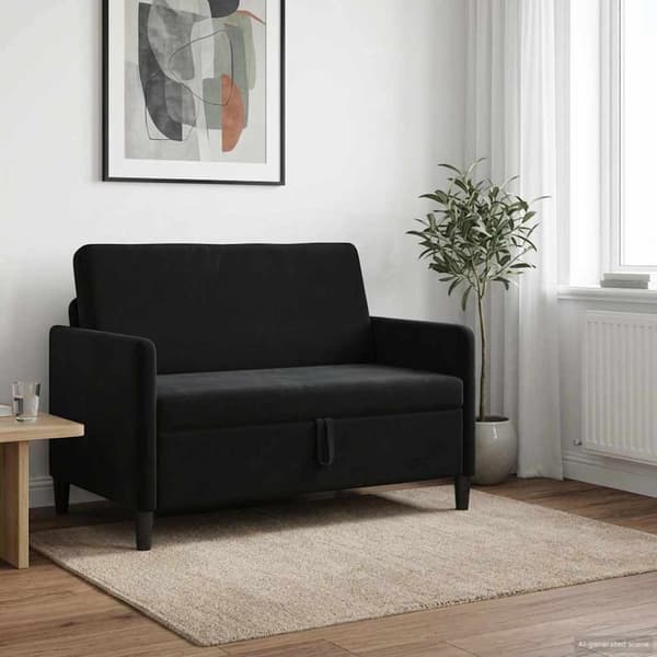 Soffa med förvaring Svart 122 x 78 x 87 cm Polyester