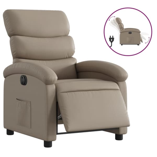 Elektrisk reclinerfåtölj cappuccino konstläder