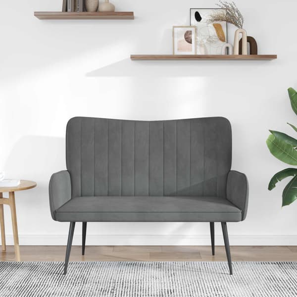 Tvåsitssoffa Mörkgrå 115 x 61 x 87 cm Sammet