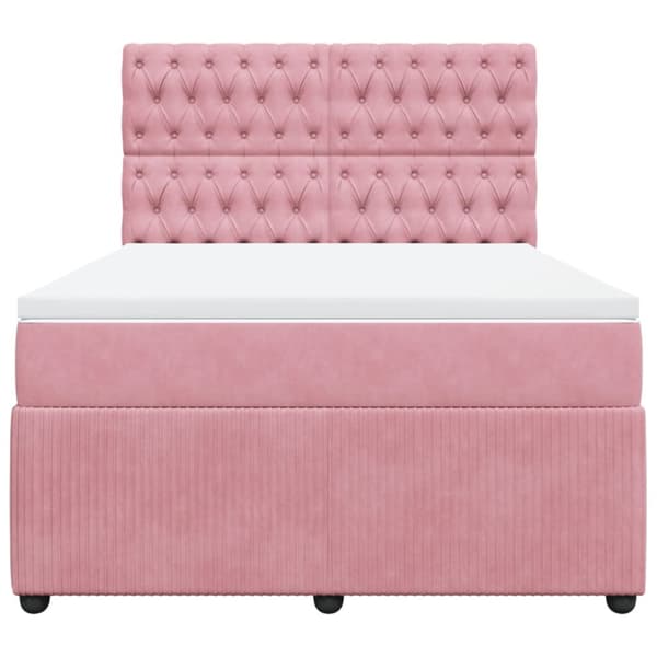 Ramsäng med madrass rosa 160x200 cm sammet