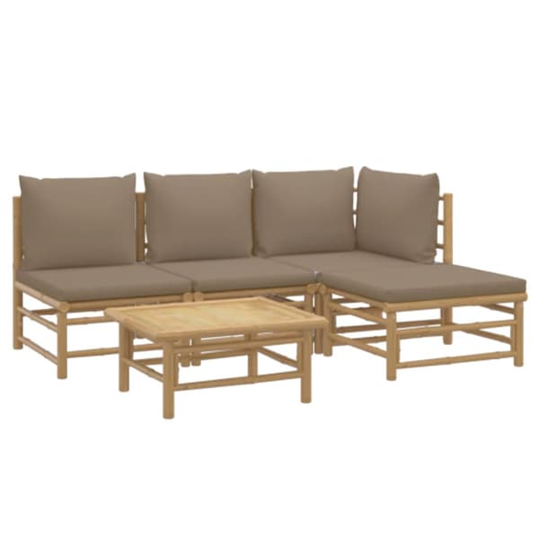 Loungegrupp 5 delar taupe dynor bambu