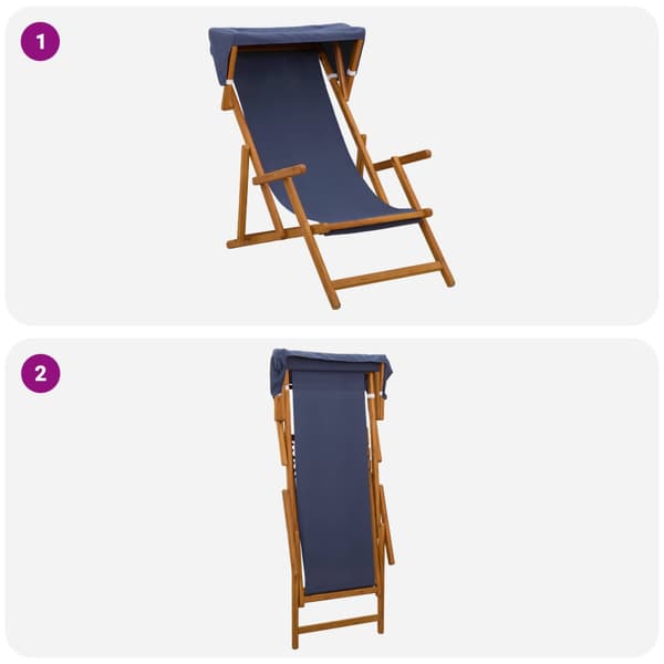 Deck Chair 3 Position Massiv Eukalyptus Trä Blå