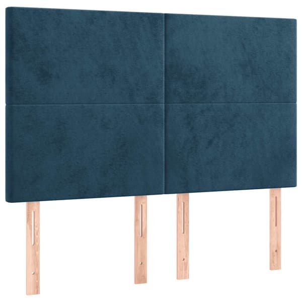 Ramsäng med madrass mörkblå 140x200 cm sammet