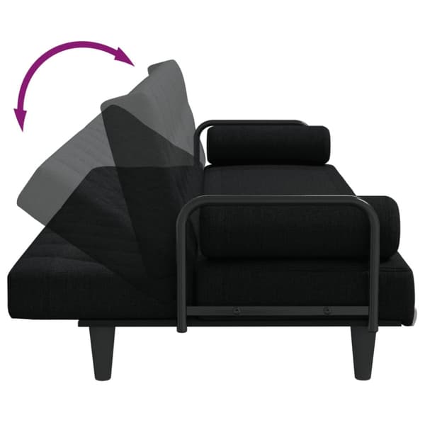 Bäddsoffa med armstöd svart tyg