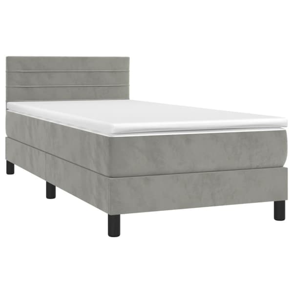 Ramsäng med madrass ljusgrå 90x200 cm sammet