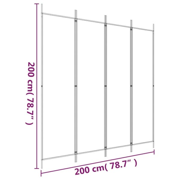 Rumsavdelare 4 paneler vit 200x200 cm tyg