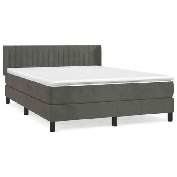 Ramsäng med madrass mörkgrå 140x190 cm sammet