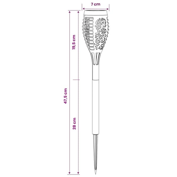 Utomhus solcellslampor med markspik 6 pcs Varmvit 47,5 cm ABS