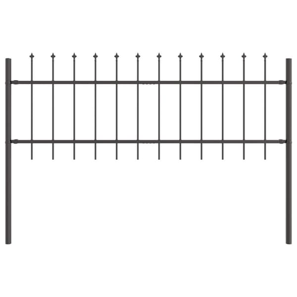 Trädgårdsstängsel 2 pcs Grå 3,4 x 0,6 m Pulverlackerad stål
