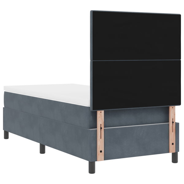 LED Box Säng med madrass Mörkgrå 80 x 200 cm Sammet